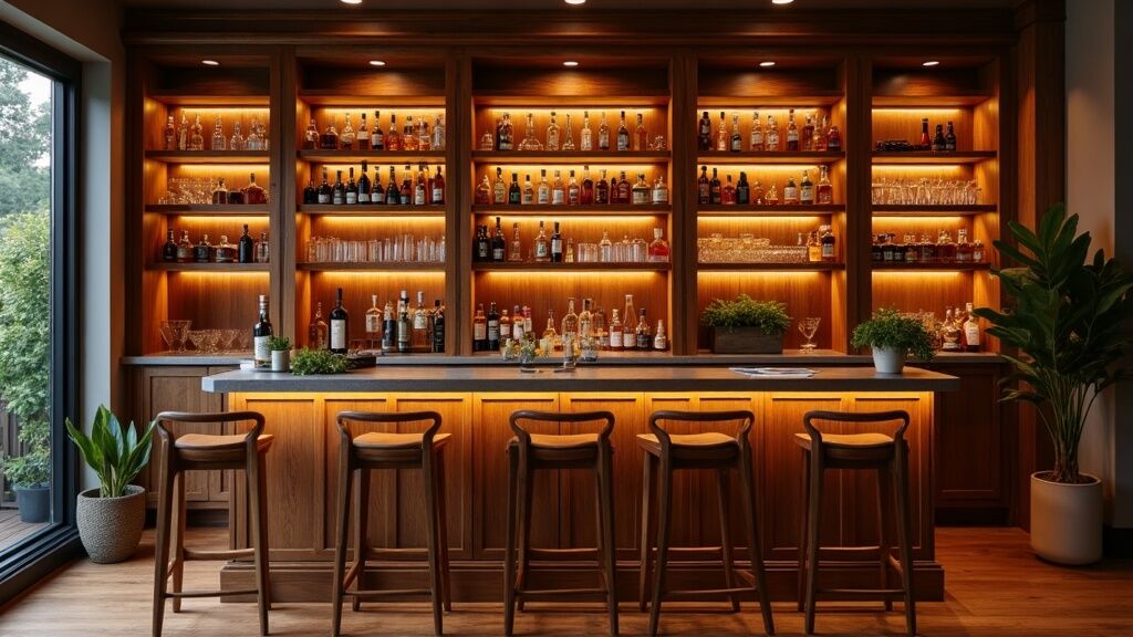 Cantina de madera a la medida en casa